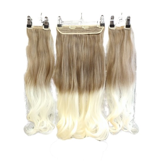 Ankara Postiş Fiber Sentetik 3'lü Set Yarımay Çıtçıt Açık Karamel Platin Ombre