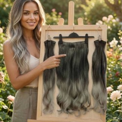 Ankara Postiş Fiber Sentetik 3'lü Set Yarımay Çıtçıt Siyah Koyu Gri Ombre