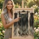 Ankara Postiş Fiber Sentetik 3'lü Set Yarımay Çıtçıt Siyah Koyu Gri Ombre