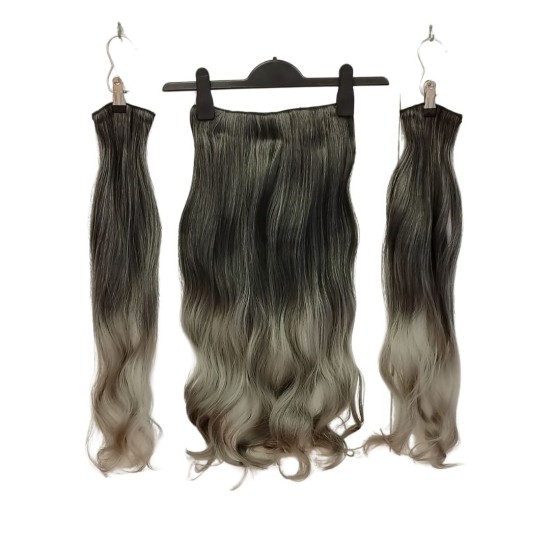 Ankara Postiş Fiber Sentetik 3'lü Set Yarımay Çıtçıt Siyah Koyu Gri Ombre