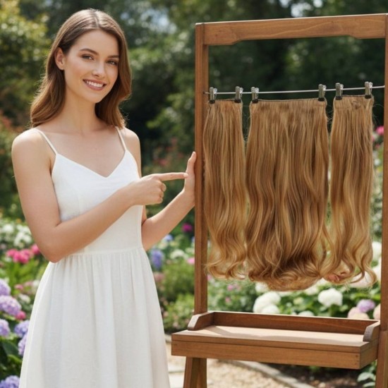 Ankara Postiş Fiber Sentetik 3'lü Set Yarımay Çıtçıt Karamel