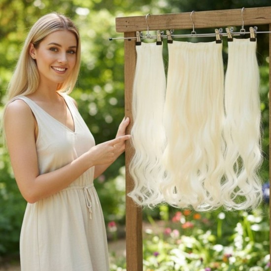 Ankara Postiş Fiber Sentetik 3'lü Set Yarımay Çıtçıt Açık Platin