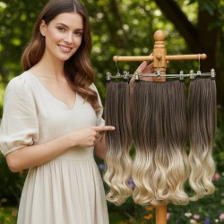 Ankara Postiş Fiber Sentetik 3'lü Set Yarımay Çıtçıt Küllü Kumral Platin Ombre 