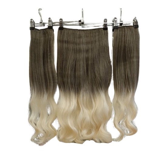 Ankara Postiş Fiber Sentetik 3'lü Set Yarımay Çıtçıt Küllü Kumral Platin Ombre