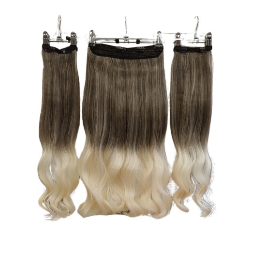Ankara Postiş Fiber Sentetik 3'lü Set Yarımay Çıtçıt Küllü Kumral Platin Ombre
