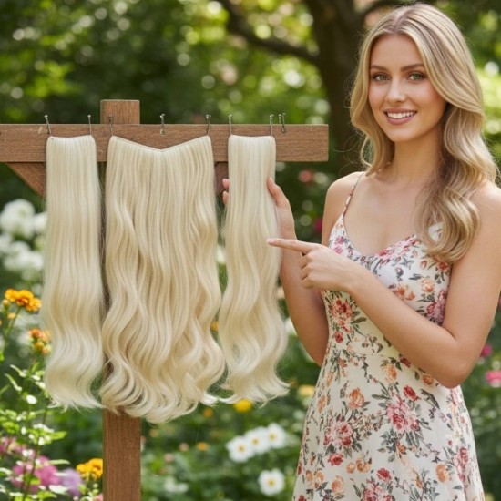 Ankara Postiş Fiber Sentetik 3'lü Set Yarımay Çıtçıt Platin