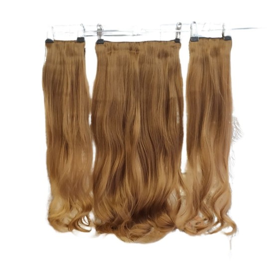 Ankara Postiş Fiber Sentetik 3'lü Set Yarımay Çıtçıt Kumral Karamel Ombre