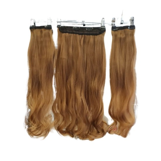 Ankara Postiş Fiber Sentetik 3'lü Set Yarımay Çıtçıt Kumral Karamel Ombre