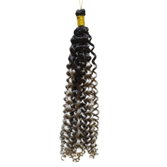 Ankara Kızılay Afro Dalgası Saç Kıvırcık Siyah Koyu Gri Ombre 100 Gram 45 Cm