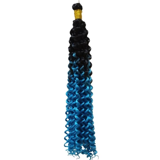 Ankara Kızılay Afro Dalgası Saç Kıvırcık Siyah Saks  Mavi Ombre 100 Gram 45 Cm