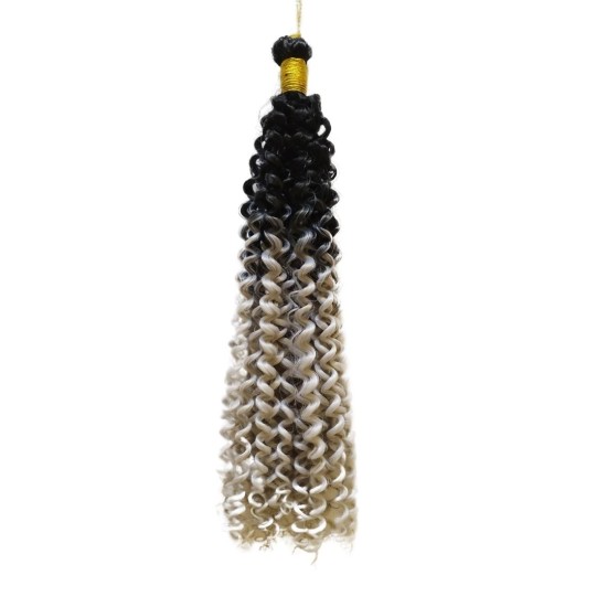 Ankara Kızılay Afro Dalgası Saç Kıvırcık Siyah Açık Gri Ombre 100 Gram 45 Cm