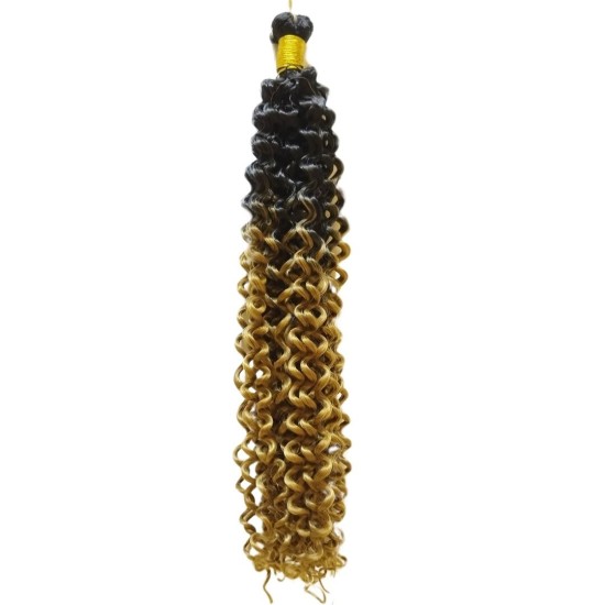 Ankara Kızılay Afro Dalgası Saç Kıvırcık Siyah Koyu Küllü Sarı Ombre 100 Gram 45 Cm