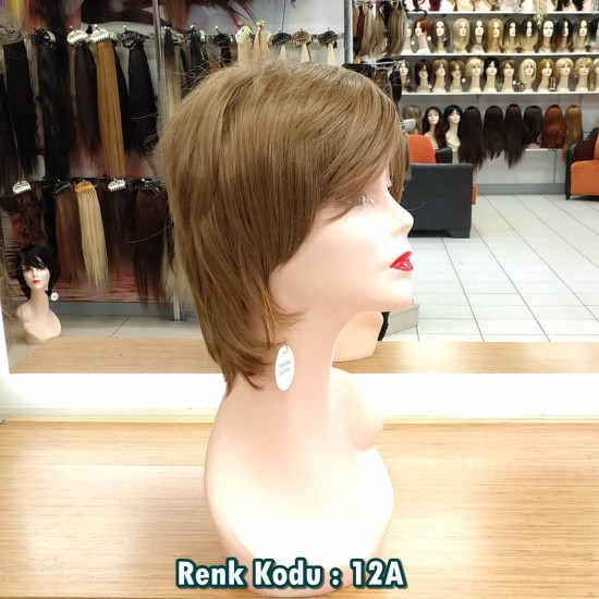 Ankara Kızılay Fiber Sentetik Peruk Kısa Kumral Dore Ebru Model