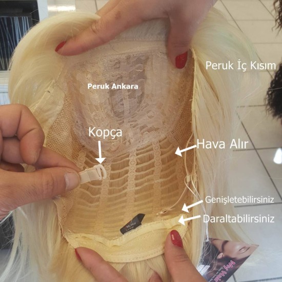 Katlı Kesim Orta Boy Fiber Sentetik Peruk Platin