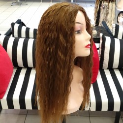 Ankara Kızılay Peruk Uzun Fiber Sentetik Su Dalgası Koyu Kumral Karamel Ombre